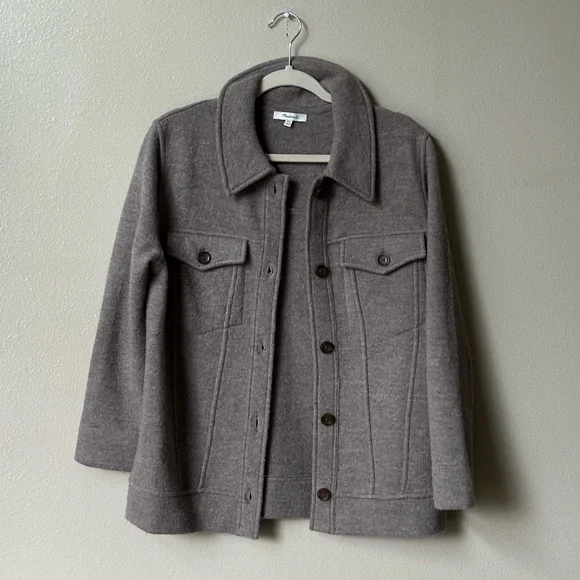 Madewell Oversized Boiled Wool Bridgman Sweater Jacket Grey - Picture 2 of 8